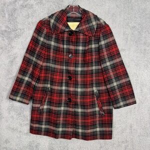 Pendleton Jacket Womens XL 100% Virgin Wool USA Pea Coat Tartan Plaid Chest 44"